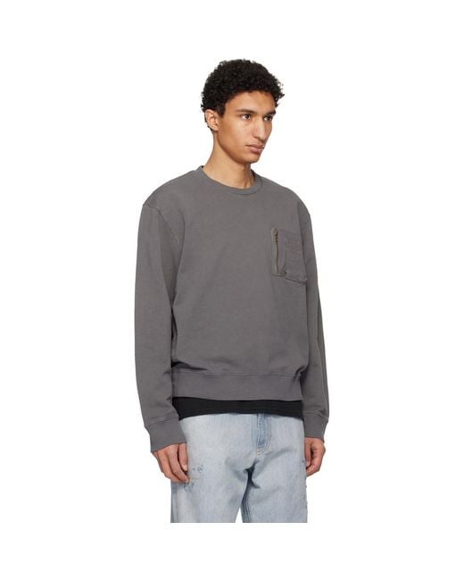 MM6 by Maison Margiela Gray Utility Pocket Sweatshirt for men