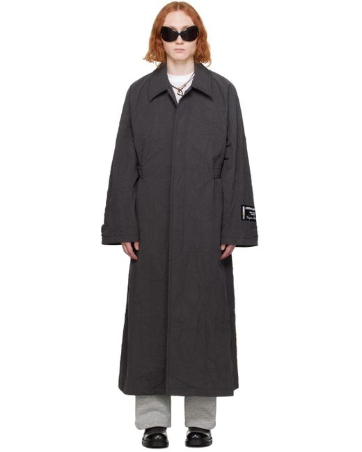 Acne Black Gray Crinkled Trench Coat for men