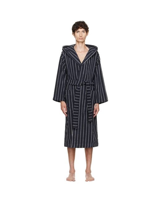 Tekla Blue Terry Hooded Bathrobe for men