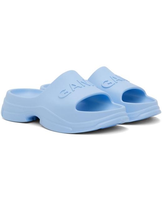 Ganni Black Blue Pool Slide Sandals