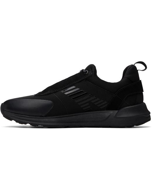 HUGO Black Printed-Logo Sneakers for men