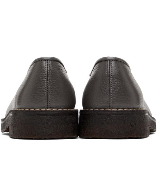 Lemaire Black Ssense Exclusive Gray Piped Crepe Loafers