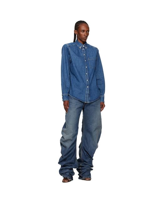 Mugler Blue Denim Power Shirt