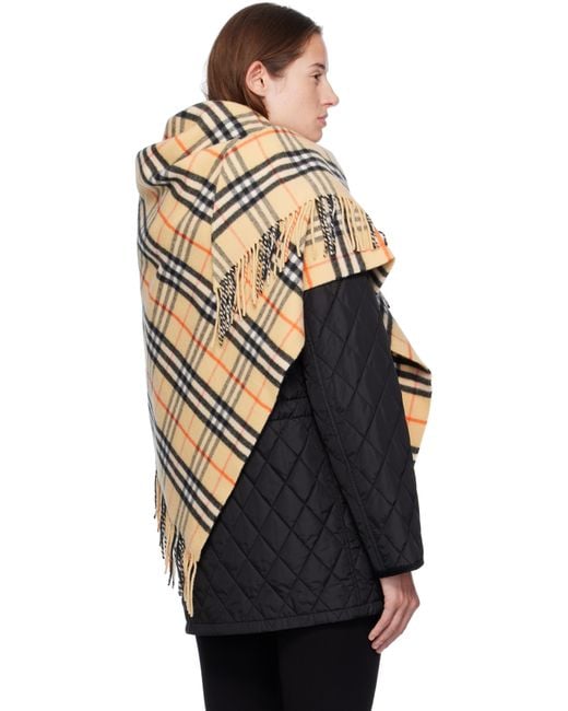 Burberry Black Check Wool Cashmere Cape