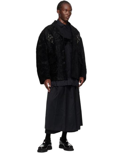 Simone Rocha Black Embellished Boxy Armour Jacket for men