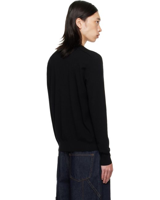 Burberry Black Check Trim Wool Sweater for men