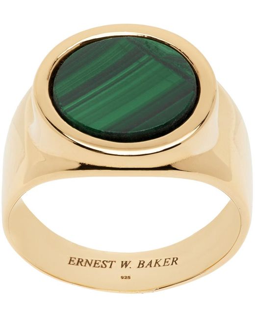 Ernest W. Baker Metallic Malachite Stone Ring for men
