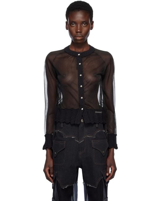 ANDERSSON BELL Black Sheer Knit Cardigan