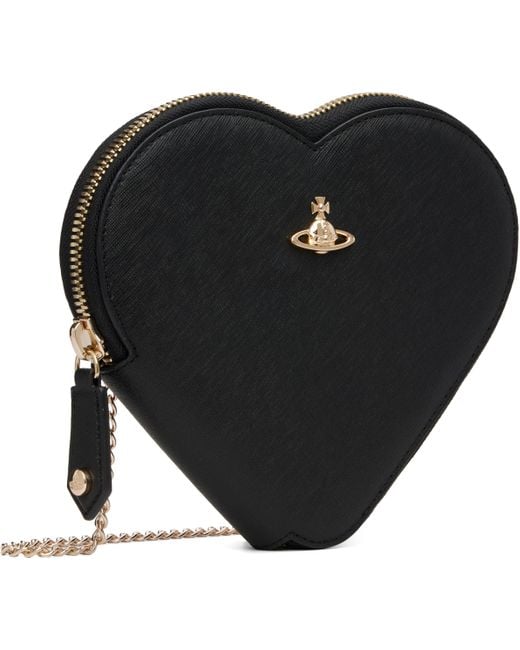 Vivienne Westwood Black New Heart Crossbody Clutch Bag