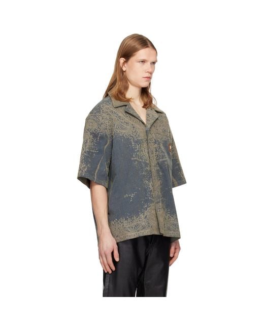 Amiri Black Faded Bandana Denim Shirt for men