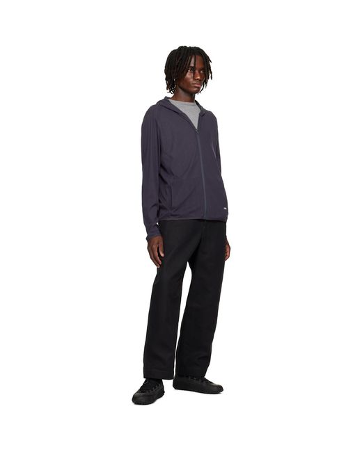 Amomento Blue Mesh Hooded Zip Jacket for men