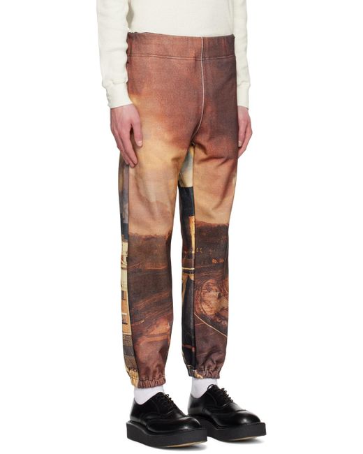 Undercover Multicolor Brown Printed Sweatpants for men