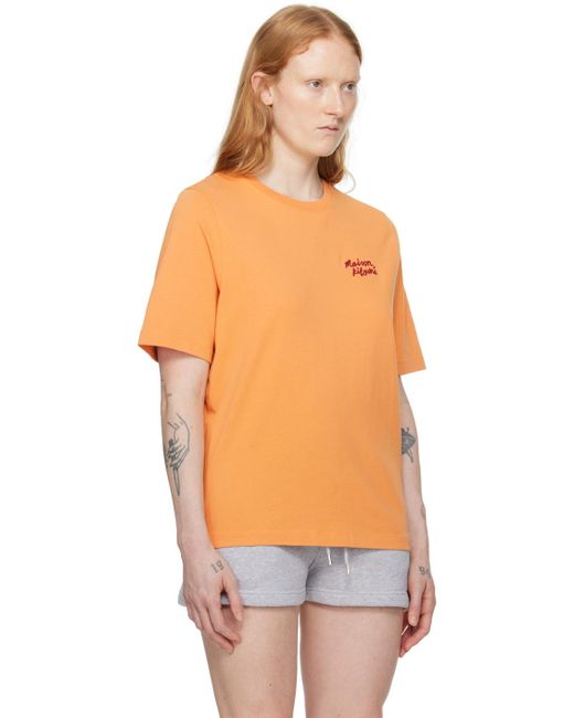 T-shirt à logo calligraphié Maison Kitsuné en coloris Orange
