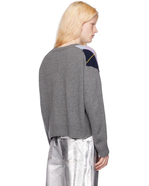 Ganni Multicolor Gray Harlequin Sweater for men