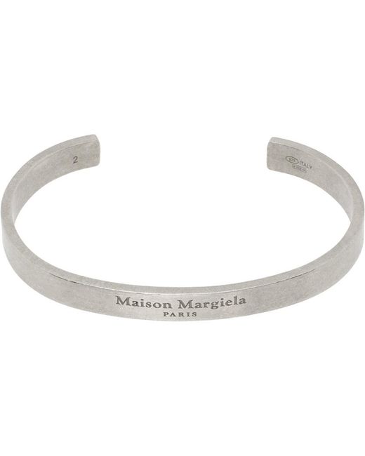 Maison Margiela Black Silver Logo Bracelet for men
