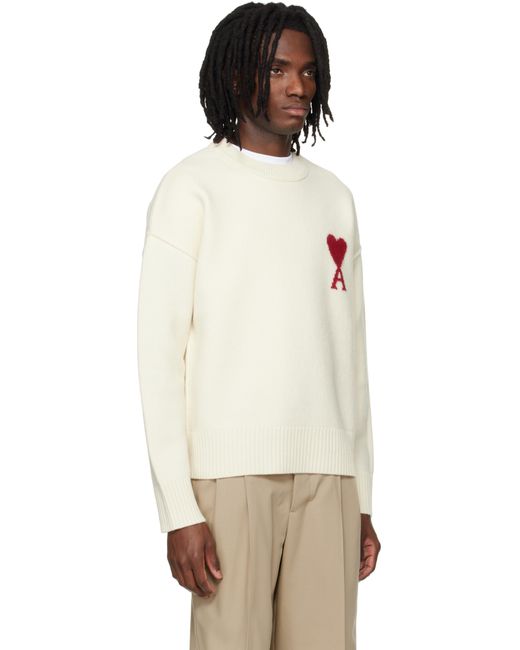 Ami Paris メンズ ナチュラル オフホワイト Contrasted Ami De Coeur 