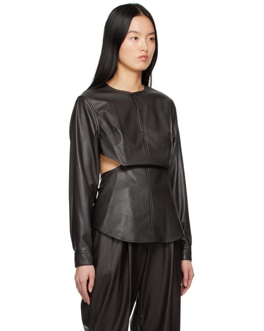Issey Miyake Black Brown Figure Faux-leather Shirt