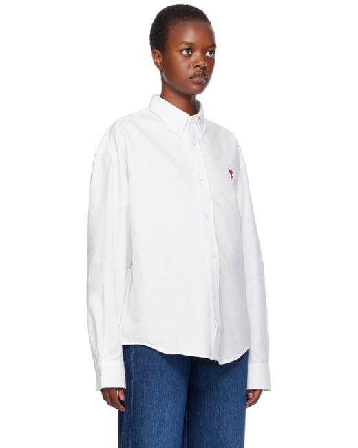 AMI White Ami De Cour Cotton Poplin Shirt