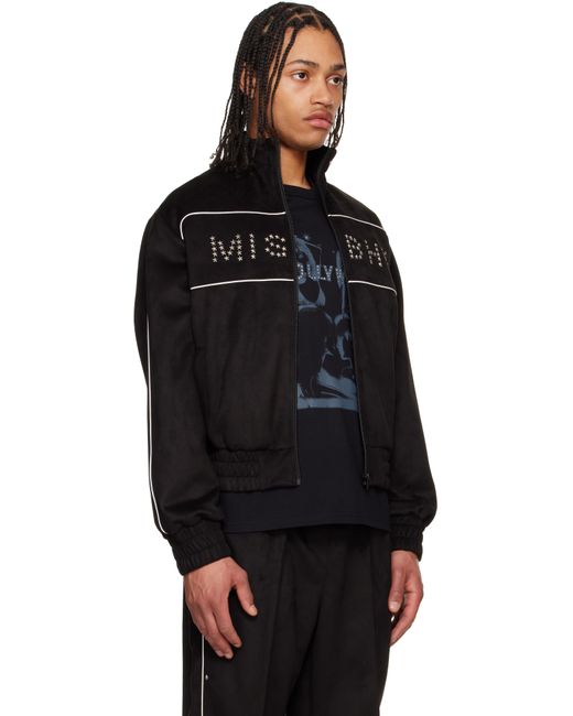 M I S B H V Black Star Faux Suede Track Jacket for men