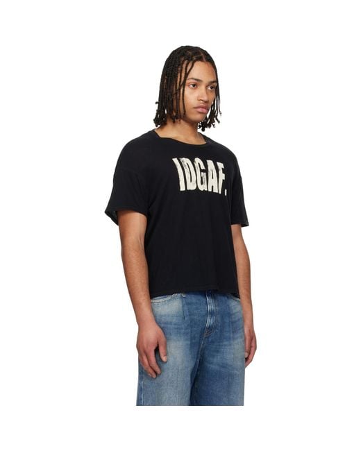 R13 Black 'I Don'T Give A F' Relaxed T-Shirt for men