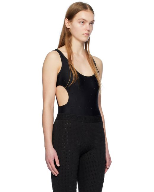 Versace Black Crystal-cut Bodysuit