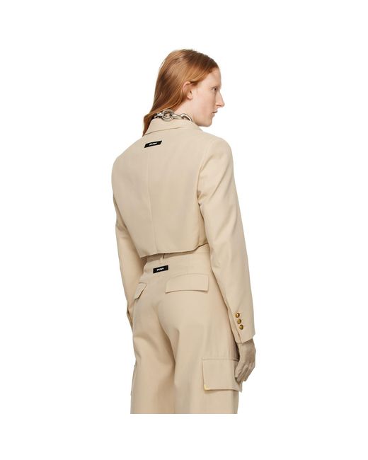 Palm Angels Natural Cropped Blazer
