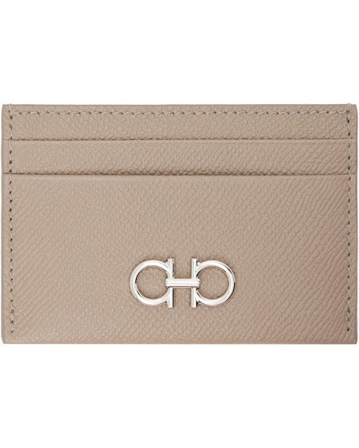Ferragamo Natural Taupe Gancini Credit Card Holder