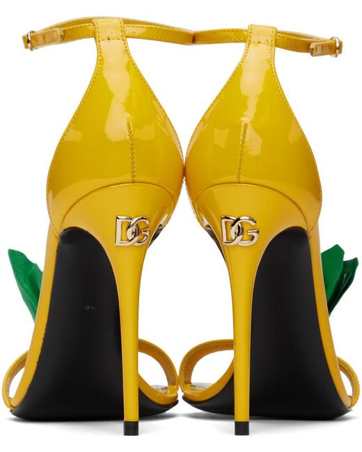 Dolce & Gabbana Dolce&gabbana Yellow Vernice & Ricamo Fiore Sandals