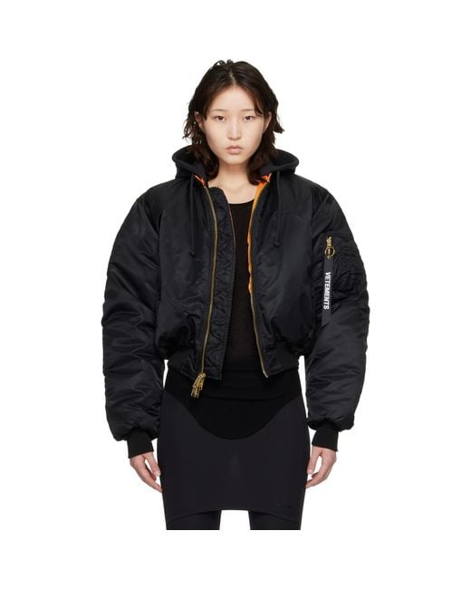 Vetements Black Alpha Industries Edition Fitted Reversible Bomber Jacket