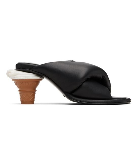 Maison Mihara Yasuhiro Black Soft Serve Heel Puffer Heeled Sandals