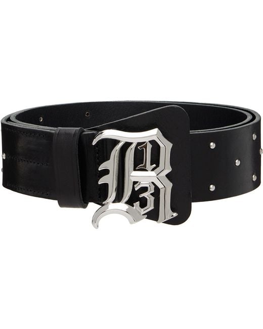 R13 Black Mini Dome Studs Belt