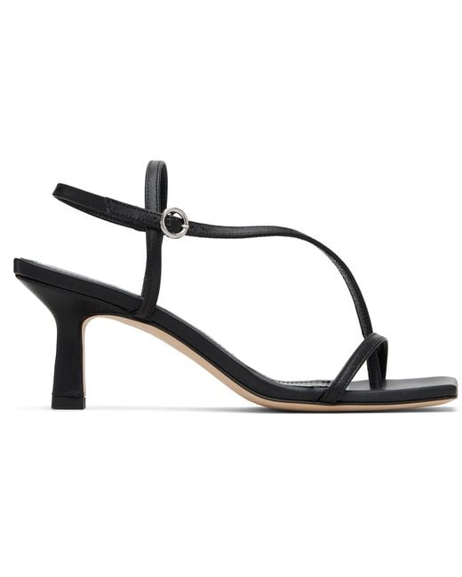 Aeyde Black Elise Leather Toe-Post Heeled Sandals