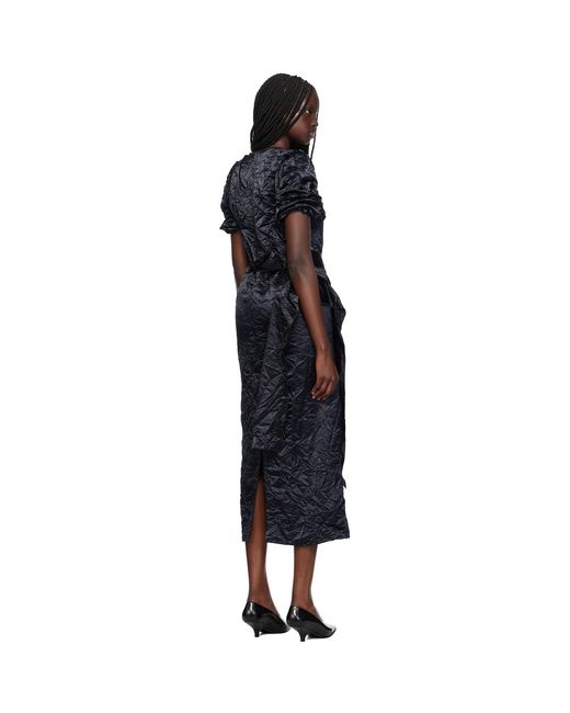 MERYLL ROGGE Black Creased Midi Dress