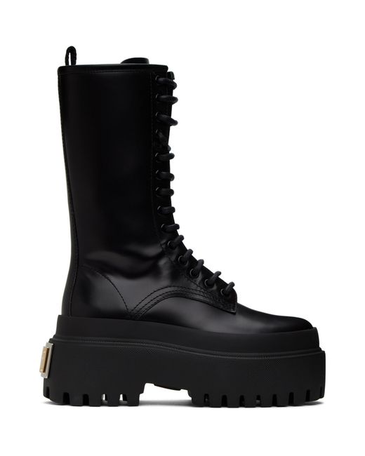 Dolce & Gabbana Black Leather Combat Boot