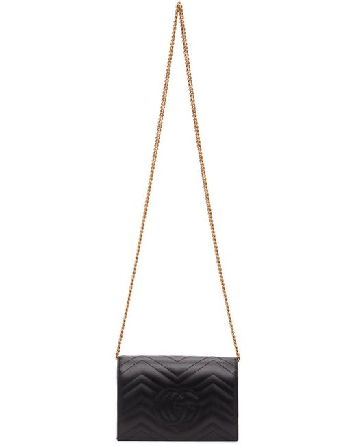 Gucci Black Mini Gg Marmont Chain Shoulder Bag