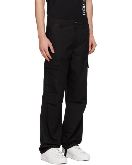 Pantalon cargo noir à cordons coulissants Dolce & Gabbana pour homme en coloris Black