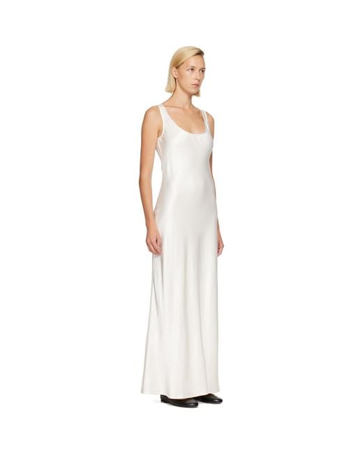 Rohe White Off- Scoop Neck Satin Maxi Dress