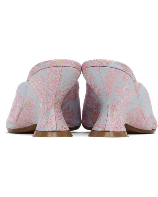 Dries Van Noten お洒落 上品 オープントゥ ジャカード ミュール Dries Van Noten ブルー ジャカード オープントゥ ミュール
