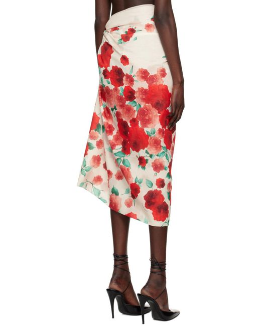 Magda Butrym Red Off-white Floral Maxi Skirt
