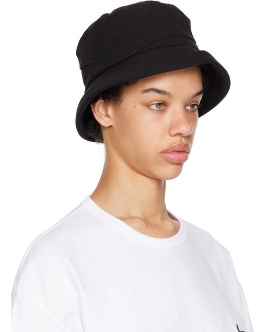 Y's Yohji Yamamoto Black Curved Bucket Hat