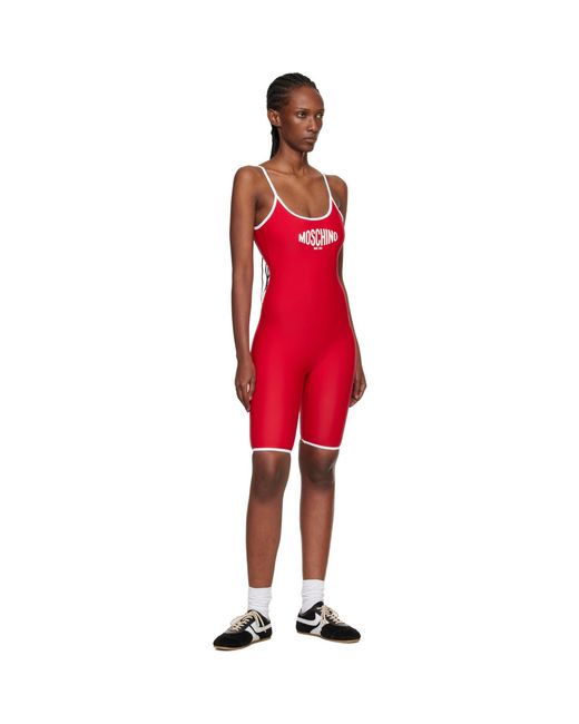 Moschino Red Printed Lycra One-Piece Swimsuit