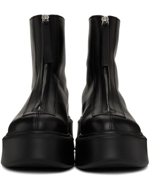The Row Black Zippered Platform Leather Combat Boots