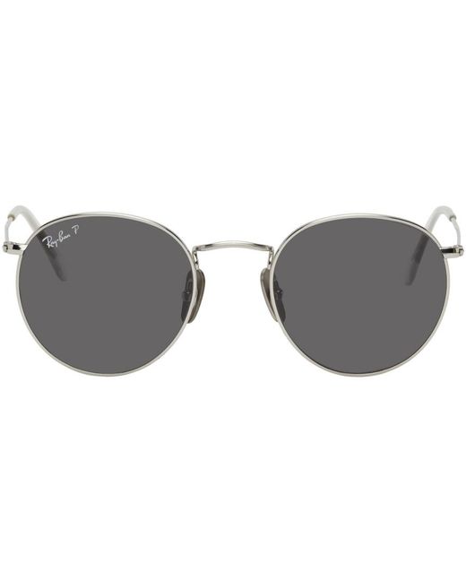 Ray-Ban Metallic Er Round Titanium Sunglasses for men