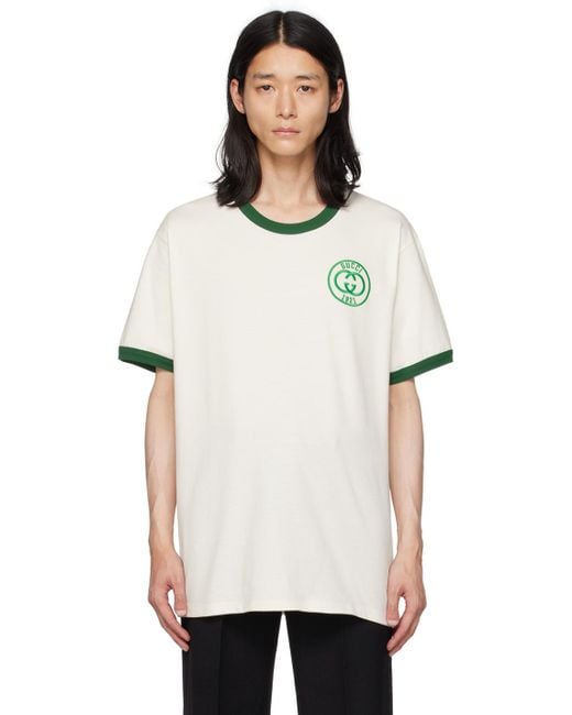 Gucci White Logo-embroidered Short-sleeve Cotton-jersey T-shirt for men