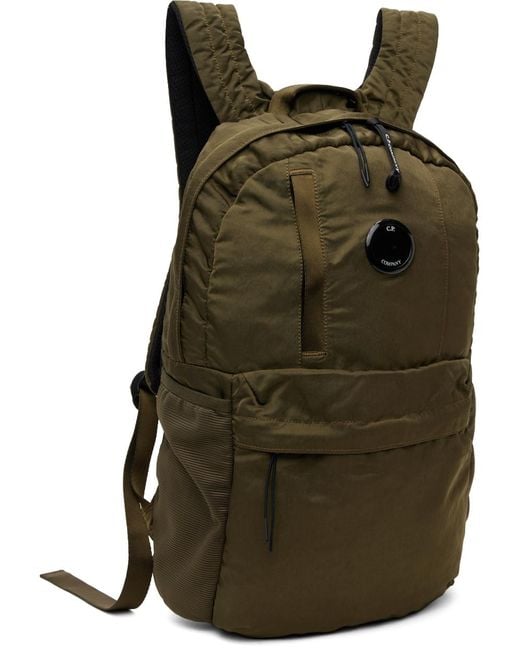 C P Company Green Khaki Nylon B Backpack for men