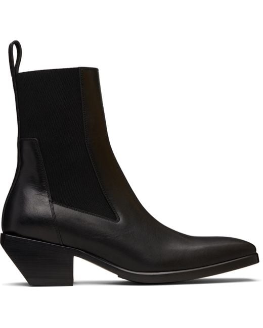 Rick Owens Concordians Heeled Sliver Chelsea Boots in Black for