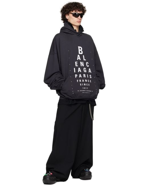 【BALENCIAGA】ブラック Optical ラージフィット フーディ メンズ Balenciaga ブラック Optical ラージフィット フーディ
