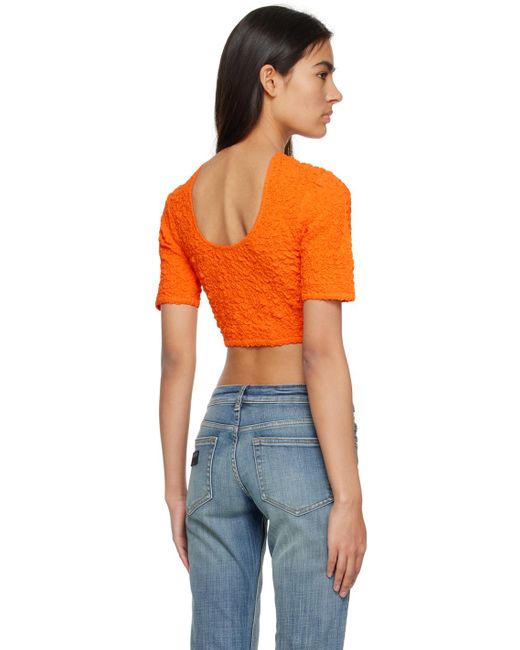 Ganni Orange Cropped T-shirt