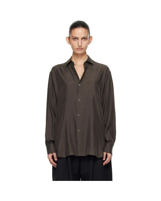 Ssstein Black Cupro Twill Oversized Ls Shirt