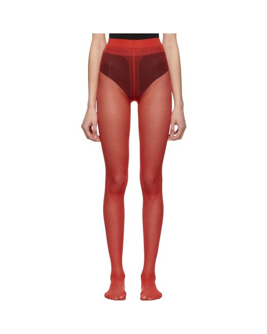Gucci Synthetic Red Plain Logo Tights 